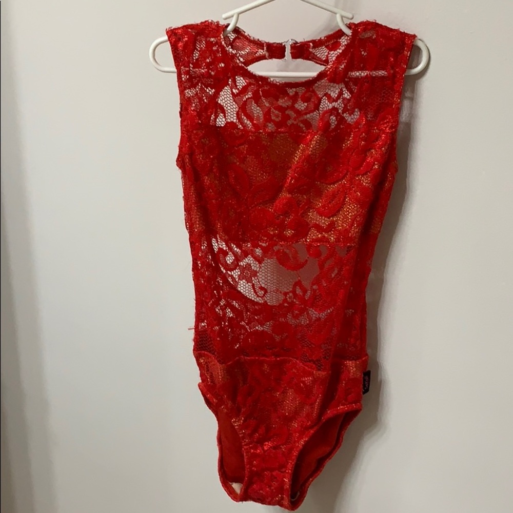 Red Laced Dance Leotard